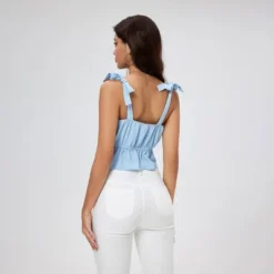 Women's Lace Trim Cropped Cami Top - Wild Fable™ Light Blue