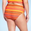 Women's Mid-Rise Full Coverage Hipster Bikini Bottom - Wild Fable™ Red Striped