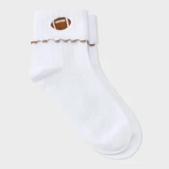Women's Game Day Embroidered Football Pointelle Bobby Socks With Lettuce Edge Cuff - Wild Fable™ 21 Women's Game Day Embroidered Football Pointelle Bobby Socks With Lettuce Edge Cuff - Wild Fable™ -Wild Fable Store GUEST 05c4853f 4314 443c 8350 59912ba7aaca