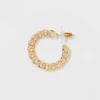 Frozen Chain And Chunky Hoop Trio Earring Set 3pc - Wild Fable™ Gold: Nickel-Free Metal Jewelry