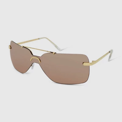 Women's Rimless Metal Aviator Wrap Sunglasses - Wild Fable™ Gold 1 Women's Rimless Metal Aviator Wrap Sunglasses - Wild Fable™ Gold