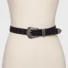 Women's Double Perf Western Belt - Wild Fable Black