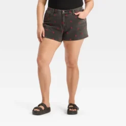 Women's EasyRigid Embroidered Mid-Rise Denim Shorts - Wild Fable™ Black -Wild Fable Store GUEST 0af96563 e6ea 4583 b731 9951afa08978
