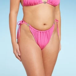 Women's Side-Tie Adjustable Extra High Leg Lurex Plisse Textured Bikini Bottom - Wild Fable™ -Wild Fable Store GUEST 0b0d9f00 e87a 428e b805 f1f45f23d5d8