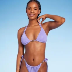 Women's Flower Charm Lurex Plisse Textured Triangle Bikini Top - Wild Fable™ -Wild Fable Store GUEST 0bf20b16 5ddb 4f7f aa47 73e6aa5c38a4