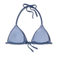 Women's Denim Textured Triangle Bikini Top - Wild Fable™ Denim Blue -Wild Fable Store GUEST 0cf0bccb ca47 4001 8463 207f46be0df7