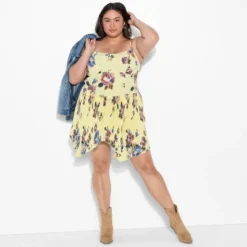 Women's Hankie Hem Mini A-Line Dress - Wild Fable™ Assorted Yellows Floral -Wild Fable Store GUEST 10e24af7 412d 46b7 ac9c 856542458199