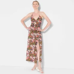 Women's Ruched Maxi Halter A-Line Dress - Wild Fable™ Assorted Pinks Floral -Wild Fable Store GUEST 132f3dd0 a9cf 4a05 b880 52b7ee6f7b52