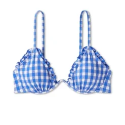 Women's Ruffle Trim Textured Underwire Bikini Top - Wild Fable™ Cobalt Blue Gingham Print -Wild Fable Store GUEST 16a32617 90a3 4af8 907e 24bf39a9c34c