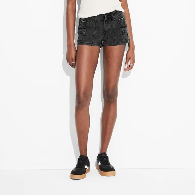 Women's Low-Rise Cargo Camp Denim Shorts - Wild Fable™ 1 Women's Low-Rise Cargo Camp Denim Shorts - Wild Fable™