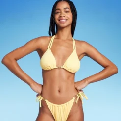 Women's Flower Charm Lurex Plisse Textured Triangle Bikini Top - Wild Fable™ -Wild Fable Store GUEST 1b012d6b 2fa0 468a bd3b 85adc0457b7a