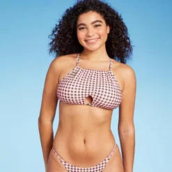 Women's Cut Out High Neck Bikini Top - Wild Fable™ Multi Check Print -Wild Fable Store GUEST 1c6ef936 8fd2 4c30 b9fa 0a3be9026dfd