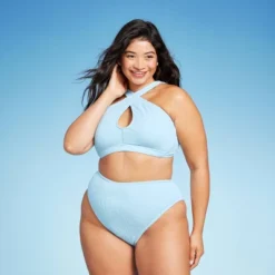 Women's Cross Front Pucker Textured Halter Bikini Top - Wild Fable™ -Wild Fable Store GUEST 1d6f210f 5471 4bb2 8845 3c6d35aa290b