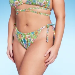 Women's Side-Tie Adjustable Coverage Ultra High Leg Bikini Bottom - Wild Fable™ Floral Print -Wild Fable Store GUEST 1ee0e8d7 664b 4912 a0cb 0d41081a8f08