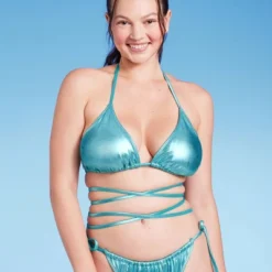 Women's Foil Triangle Bikini Top - Wild Fable™ Teal Green -Wild Fable Store GUEST 1f1d8e88 225b 4d95 9df7 51dbd4275fdf