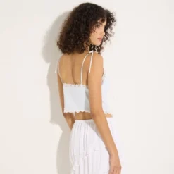 Women's Ribbed Lace Trim Crop Top - Wild Fable™