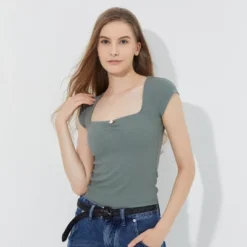 Women's Cap Sleeve Square Neck Rosette Top - Wild Fable™ Sage Green -Wild Fable Store GUEST 2614ff2a 3e71 41d9 9e3a 6a94d1e20275
