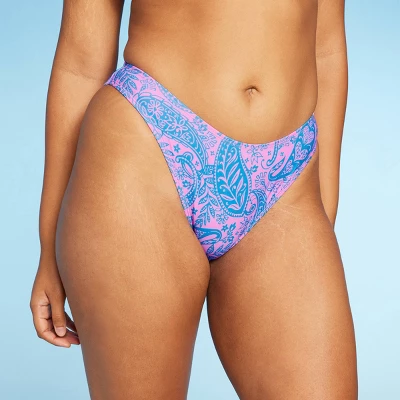 Women's Paisley Print Low-Rise Cheeky High Leg Bikini Bottom - Wild Fable™ Blue/Pink 3 Women's Paisley Print Low-Rise Cheeky High Leg Bikini Bottom - Wild Fable™ Blue/Pink - Image 3