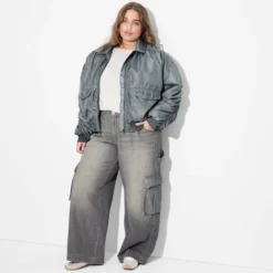 Women's Washed Nylon Bomber Jacket - Wild Fable™ Teal Blue -Wild Fable Store GUEST 28254cc5 50da 4c40 baa4 fd791fcc7703