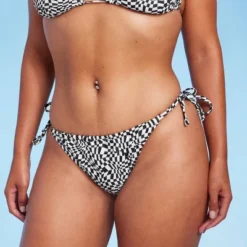 Women's Side-Tie Adjustable Coverage Ultra High Leg Bikini Bottom - Wild Fable™ Black/White Check Print -Wild Fable Store GUEST 2b6d2e3c 2b0c 4760 a66c bddcee8465d0