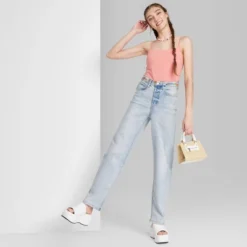 Women's Super-High Rise Distressed Straight Jeans - Wild Fable™ Light Wash -Wild Fable Store GUEST 2f8acc41 cf25 4c1b 8ab8 a964a3634ed3