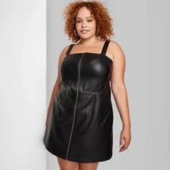 Women's Faux Leather Zip Front Mini Pinafore Dress - Wild Fable™ -Wild Fable Store GUEST 312c92c0 f7ab 4736 884b 2d91f532d4ee