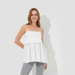 Women's Convertible Smocked Babydoll Top - Wild Fable™ White -Wild Fable Store GUEST 3375dbd9 75e3 443a 8b21 7923c38c7955