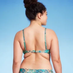 Women's Scoop Front Bralette Bikini Top - Wild Fable™ Blue Patchwork Print -Wild Fable Store GUEST 3b1e2ee6 8d20 4431 bd97 df379dcffc40