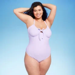 Women's Shirred Detail Underwire High Leg Extra Cheeky One Piece Swimsuit - Wild Fable™ Lilac Purple -Wild Fable Store GUEST 3d3ee15c 1935 4198 9b56 4ce4e177d451