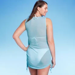 Women's Mesh Drawstring Ruched Sleeveless Cover Up Dress - Wild Fable™ -Wild Fable Store GUEST 4326bce3 e1dd 4361 b6e6 f0ba22783881