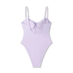 Women's Shirred Detail Underwire High Leg Extra Cheeky One Piece Swimsuit - Wild Fable™ Lilac Purple -Wild Fable Store GUEST 43772e28 614a 46b8 95e2 fbe258408d7a
