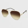 Women's Metal Aviator Sunglasses - Wild Fable™ Gold