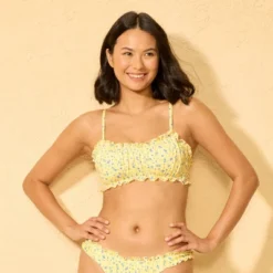 Women's Ruffle Edge Shirred Bralette Bikini Top - Wild Fable™ Yellow/Blue Floral -Wild Fable Store GUEST 467c7793 5248 4559 9bd7 7d0ef14182f8