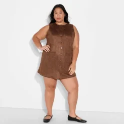 Women's Faux Suede Button-Front Mini A-Line Dress - Wild Fable™ Brown -Wild Fable Store GUEST 47aa9e6b d128 450a a6b7 e5c5452bf569