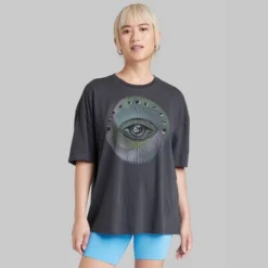 Women's Oversized Eye Graphic T-Shirt - Wild Fable™ Black