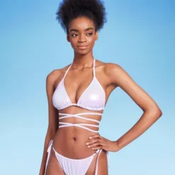 Women's Extreme Wrap Triangle Bikini Top - Wild Fable™ Light Purple Iridescent -Wild Fable Store GUEST 4c908518 3f53 42b3 9b23 9d4edae527e2