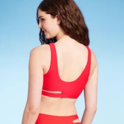 Women's Cut Out Longline Bralette Bikini Top - Wild Fable™ Red