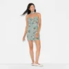 Women's Twist Front Scarf Mini Dress - Wild Fable™ Dark Green Floral