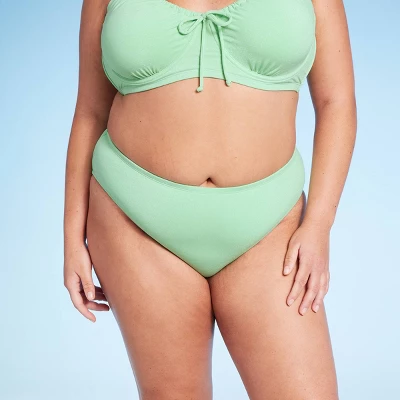 Women's Mid-Rise High Leg Cheeky Lurex Bikini Bottom - Wild Fable™ Mint Green 3 Women's Mid-Rise High Leg Cheeky Lurex Bikini Bottom - Wild Fable™ Mint Green - Image 3