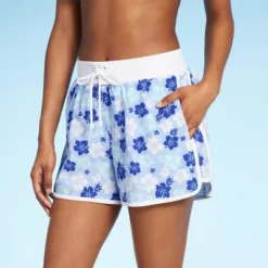 Women's 4" Inseam High Waist Lace-Up Board Shorts - Wild Fable™ Blue Floral Print -Wild Fable Store GUEST 5597a22c 8312 4f78 b6eb 8eb592e1b60b