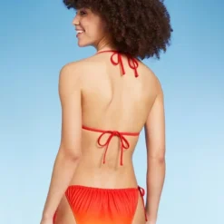 Women's Triangle Bikini Top - Wild Fable™ Orange Ombre Print