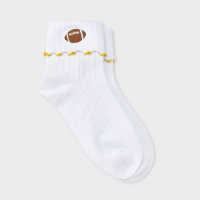 Women's Game Day Embroidered Football Pointelle Bobby Socks With Lettuce Edge Cuff - Wild Fable™ 15 Women's Game Day Embroidered Football Pointelle Bobby Socks With Lettuce Edge Cuff - Wild Fable™ - Image 15