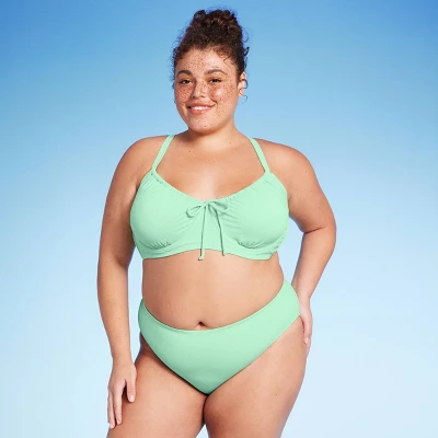 Women's Mid-Rise High Leg Cheeky Lurex Bikini Bottom - Wild Fable™ Mint Green 2 Women's Mid-Rise High Leg Cheeky Lurex Bikini Bottom - Wild Fable™ Mint Green - Image 2