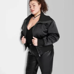 Women's Satin Bomber Jacket - Wild Fable™ -Wild Fable Store GUEST 5a2e537b 386f 4b86 b4c1 4c96042aeab6