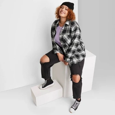 Women's Oversized Button-Down Flannel Shirt - Wild Fable™ Plaid 3 Women's Oversized Button-Down Flannel Shirt - Wild Fable™ Plaid - Image 3