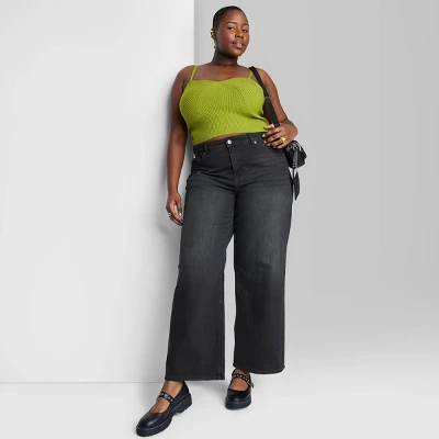 Women's Super-High Rise Wide Leg Baggy Jeans - Wild Fable™ Black Wash 4 Women's Super-High Rise Wide Leg Baggy Jeans - Wild Fable™ Black Wash - Image 4