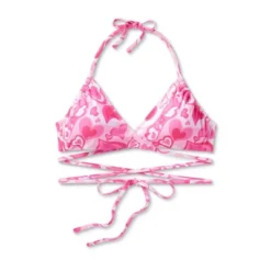 Women's Wrap Bralette Bikini Top - Wild Fable™ Pink Heart Print -Wild Fable Store GUEST 5e72f7c3 faac 4ff5 91f0 88b9326462fd