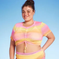 Women's Mesh Drawstring Ruched Cover Up Top - Wild Fable™ -Wild Fable Store GUEST 5ea869c2 9197 42d4 be2b b720280e194f