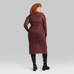 Women's Long Sleeve Lurex Mesh Midi Dress - Wild Fable™ Burgundy -Wild Fable Store GUEST 6429be57 2fc2 468a 9d3e 42782bdb1e5c