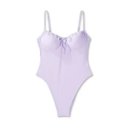 Women's Shirred Detail Underwire High Leg Extra Cheeky One Piece Swimsuit - Wild Fable™ Lilac Purple -Wild Fable Store GUEST 643cc657 0676 492b 8d93 762fcf861d8e